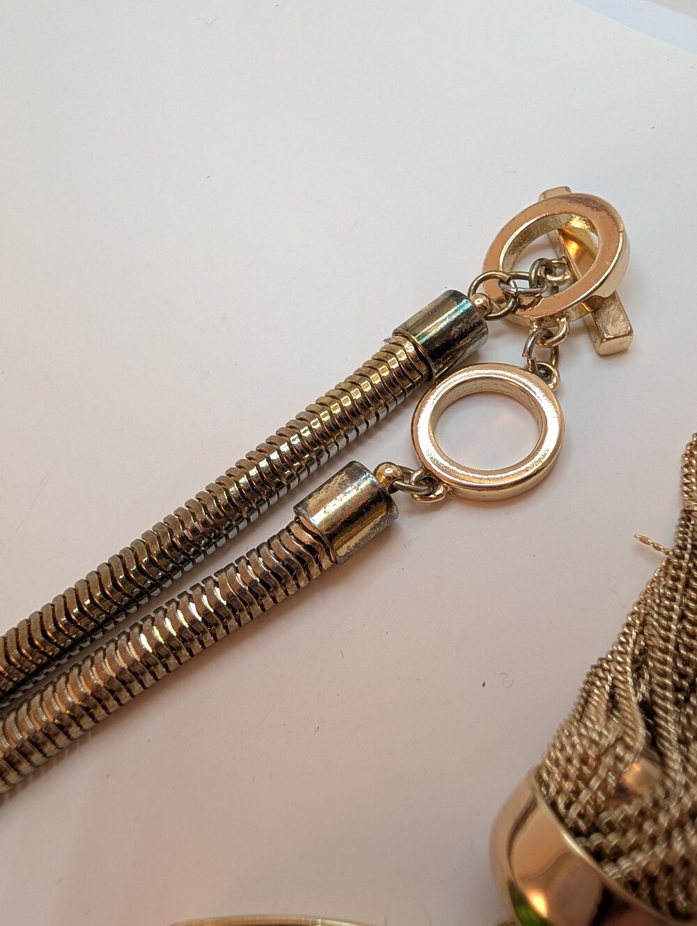 Anne Klein Vintage Gold-Tone Necklace with Green Pendant and Tassel - Picture 11 of 13
